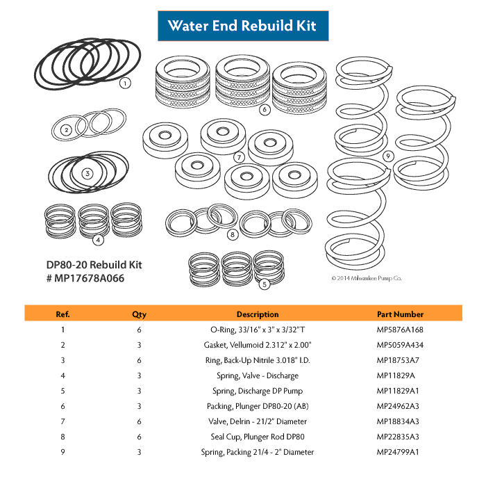 DP80 Rebuild Kit Parts